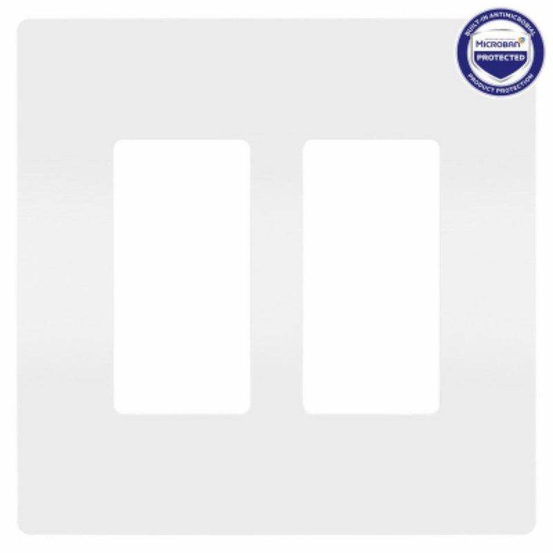 Legrand radiant Series RWP262WAMCC6 Screwless Wallplate, 4.94 in L, 4.96 in W, 2-Gang, Plastic, White