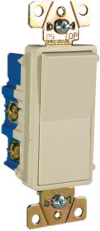 Legrand radiant Series TM874LACC6 Paddle Switch, 15 A, 120/277 VAC, Push Wire, Side Wire Terminal, Light Almond, 4-Pole