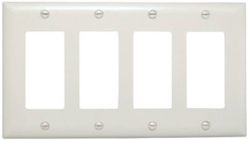 Legrand TradeMaster TP TP264WCC10 Wallplate, 5-1/2 in L, 4 -Gang, Nylon, White