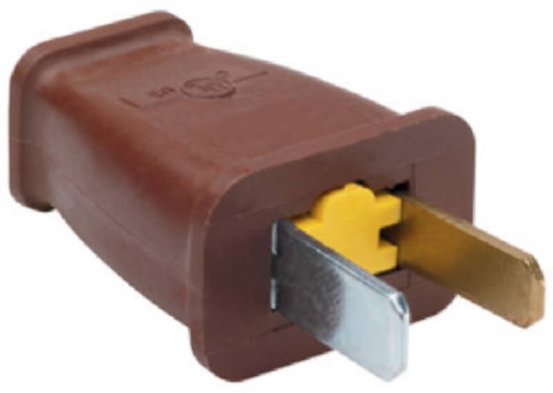 Pass & Seymour SA540CC10 Electrical Plug, Polarized, Straight Blade, 2-Pole, 15 A, 125 V, NEMA: NEMA 1-15P, Brown