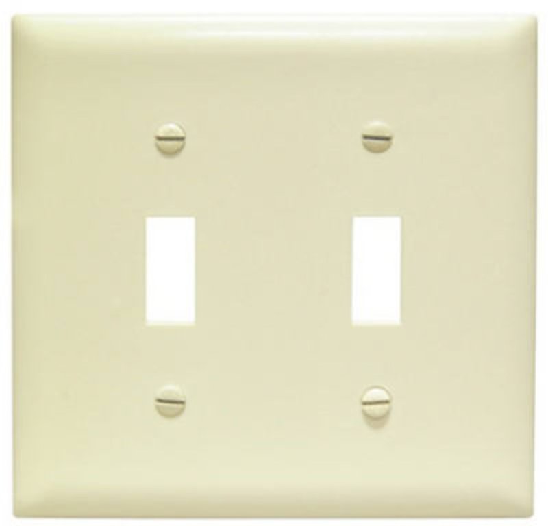 Legrand TradeMaster TP TP2-I Wallplate, 4.687 in L, 4-3/4 in W, 2 -Gang, Plastic, Ivory, Matte