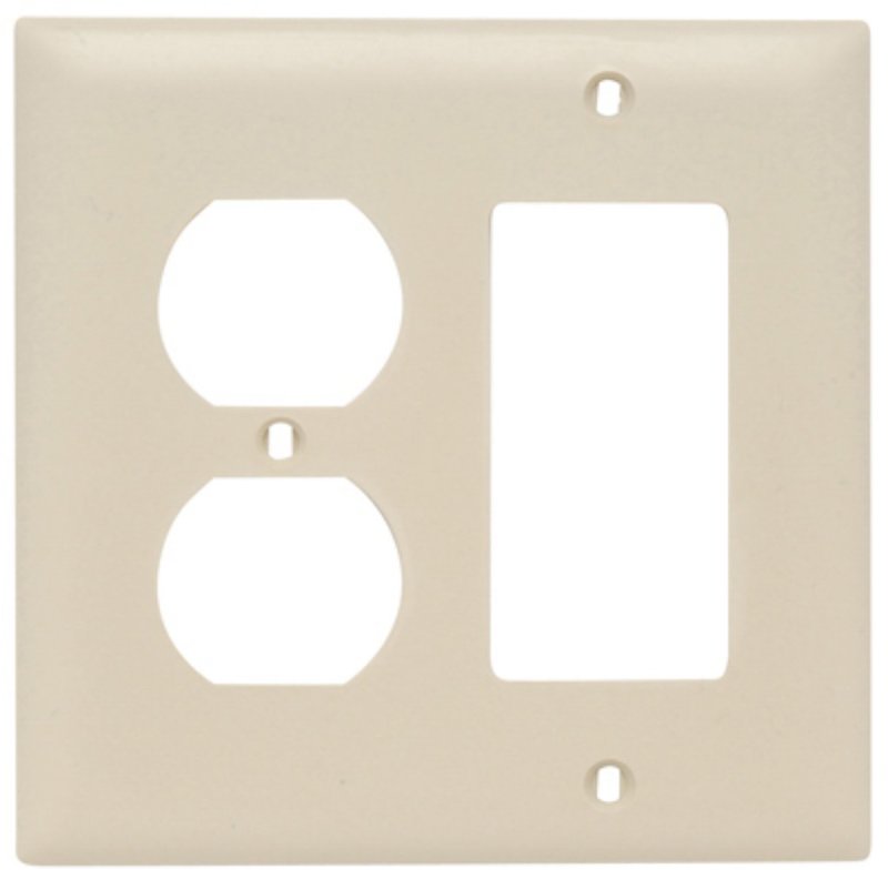 Legrand TradeMaster TP826ICC12 Combination Wallplate, 4.68 in L, 4-3/4 in W, 2 -Gang, Nylon, Ivory