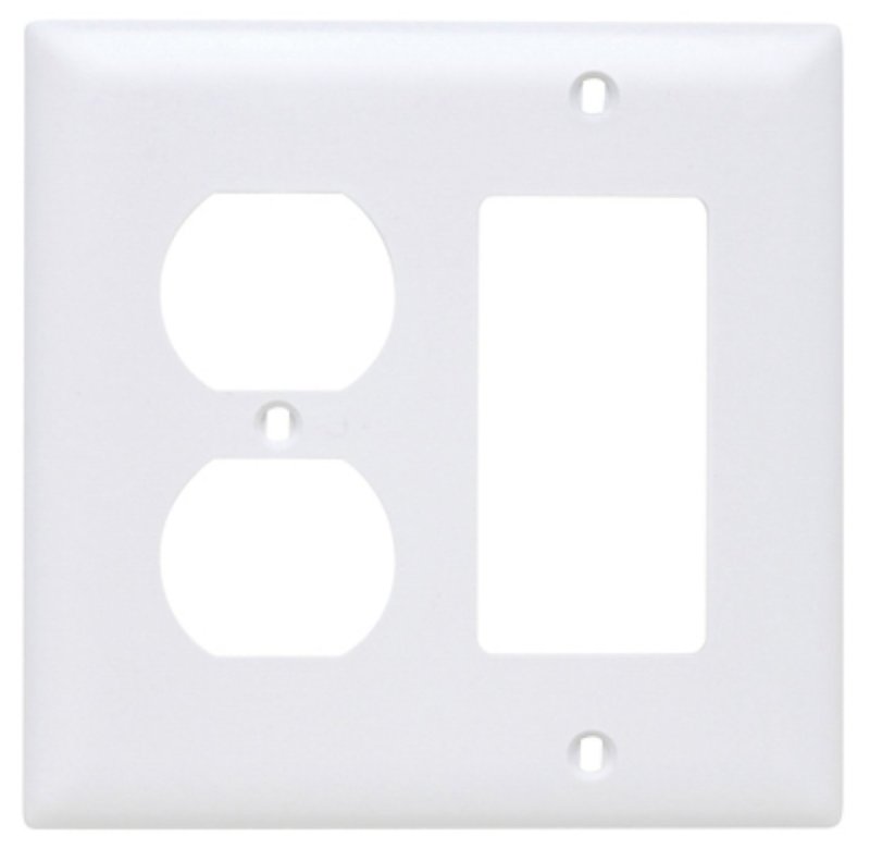 Legrand TradeMaster TP826WCC12 Combination Wallplate, 4.68 in L, 4-3/4 in W, 2 -Gang, Nylon, White