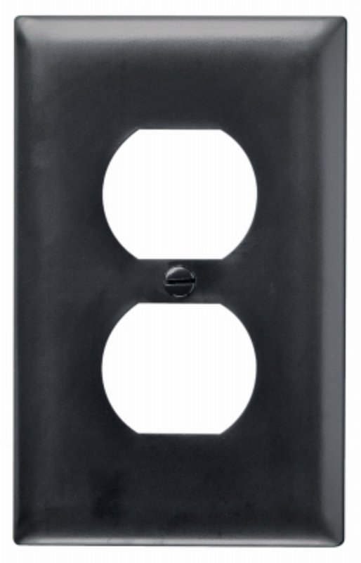 Legrand TP8BKCC25 Duplex Wallplate, 4.6875 in L, 2.9375 in W, 1-Gang, Nylon, Black