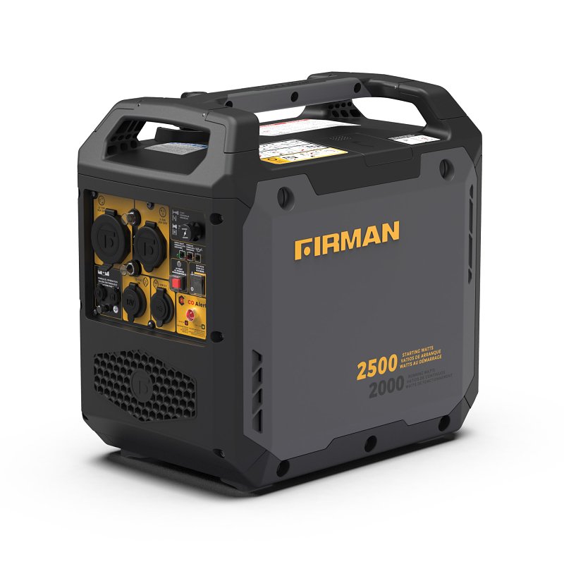 Firman W02081 Portable Inverter Generator with CO Alert, 120 V, 2500 W Output, Gasoline, 1.1 gal Tank, Recoil