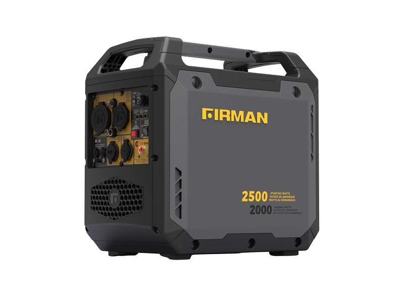 Firman W02081 Portable Inverter Generator with CO Alert, 120 V, 2500 W Output, Gasoline, 1.1 gal Tank, Recoil