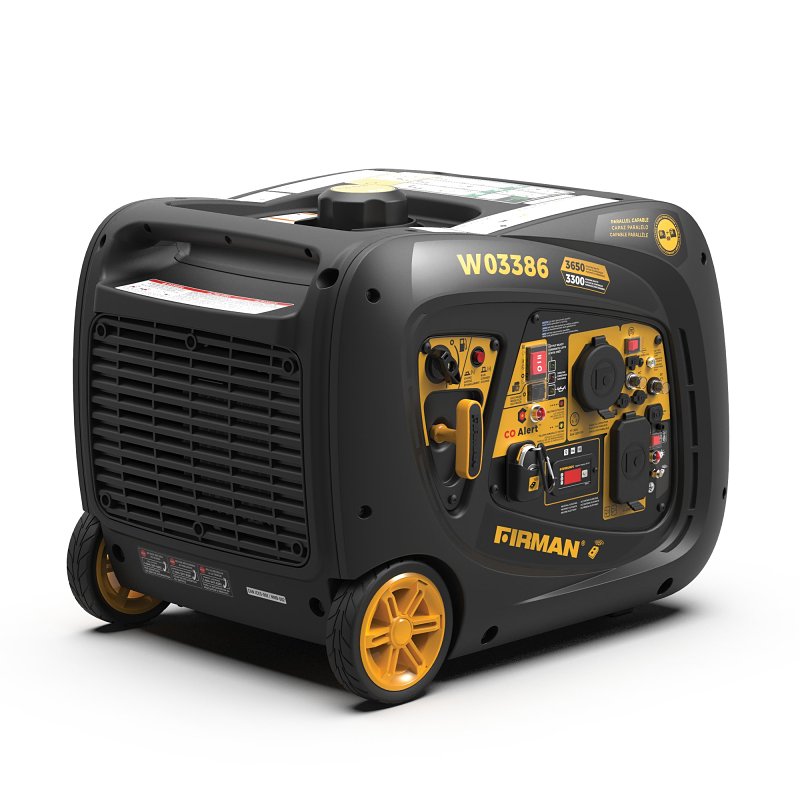 Firman Whisper Series W03386 Inverter Portable Generator with Co-Alert, 27.5 A, 120 V, 3650 w, Gasoline, 1.8 gal Tank