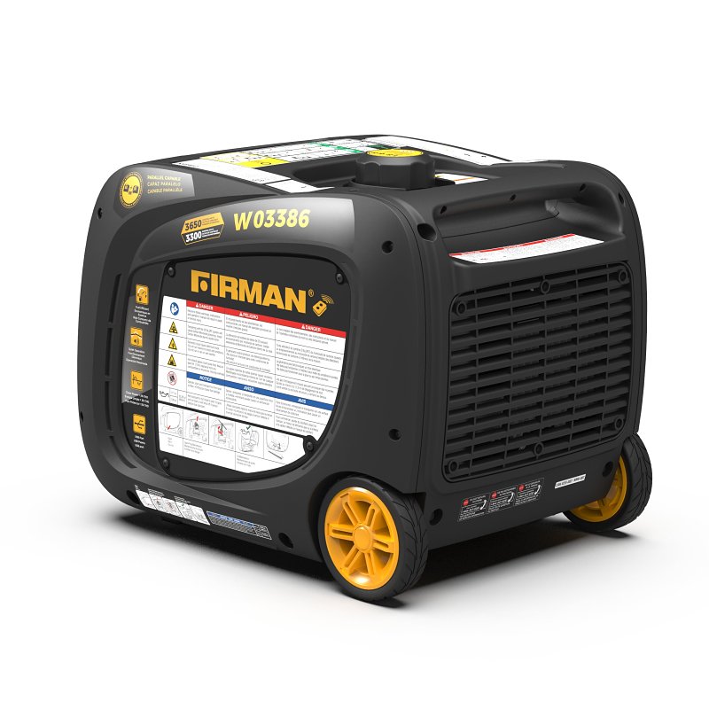 Firman Whisper Series W03386 Inverter Portable Generator with Co-Alert, 27.5 A, 120 V, 3650 w, Gasoline, 1.8 gal Tank