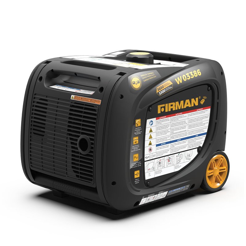 Firman Whisper Series W03386 Inverter Portable Generator with Co-Alert, 27.5 A, 120 V, 3650 w, Gasoline, 1.8 gal Tank