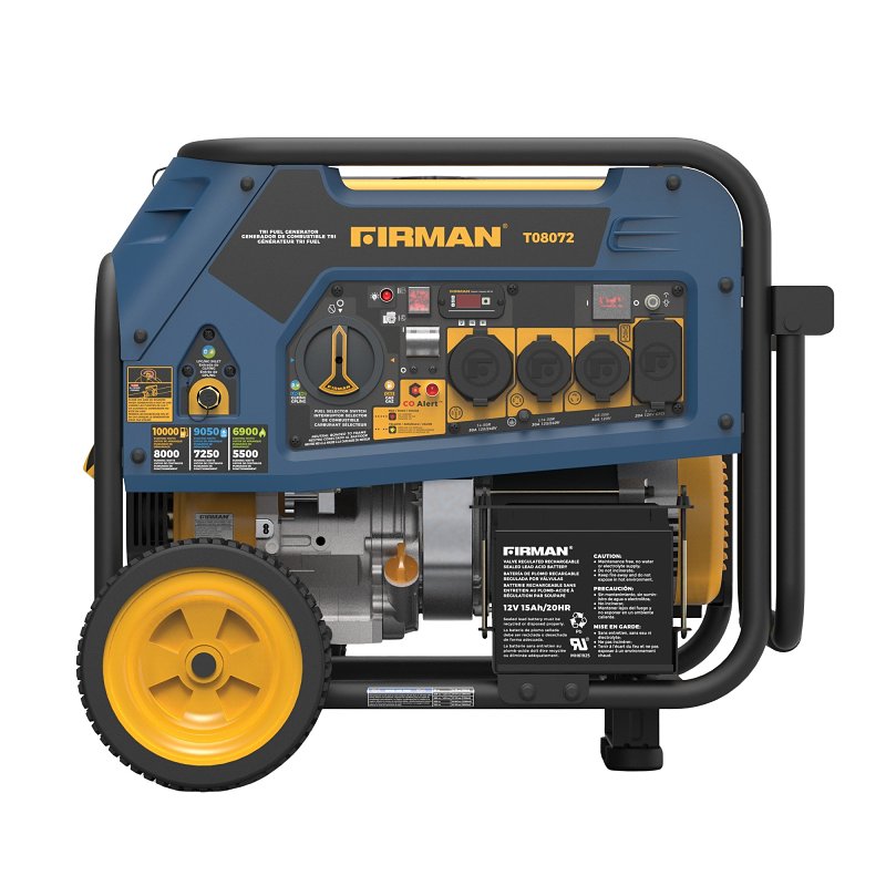 Firman Hybrid Series T08072 Tri-Fuel Portable Generator with Co-Alert, 33 A, 120/240 V, Gasoline, Natural Gas, Propane