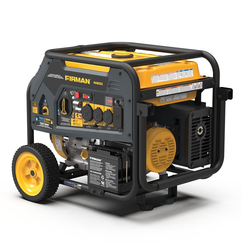 Firman Hybrid Series H08052 Dual Fuel Portable Generator with Co-Alert, 33 A, 120/240 V, 10,000/9050 w, Gasoline, LPG, 8 gal Tank