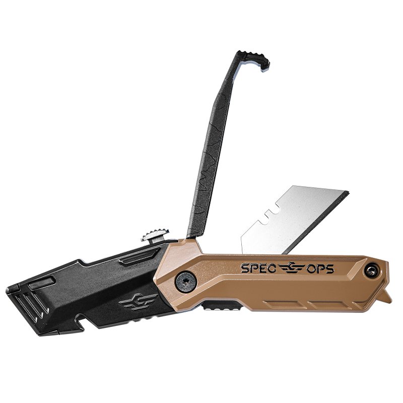Spec Ops SPEC-K1-FR Utility Knife, Aluminum Blade, 3-Blade, Pistol Grip Handle