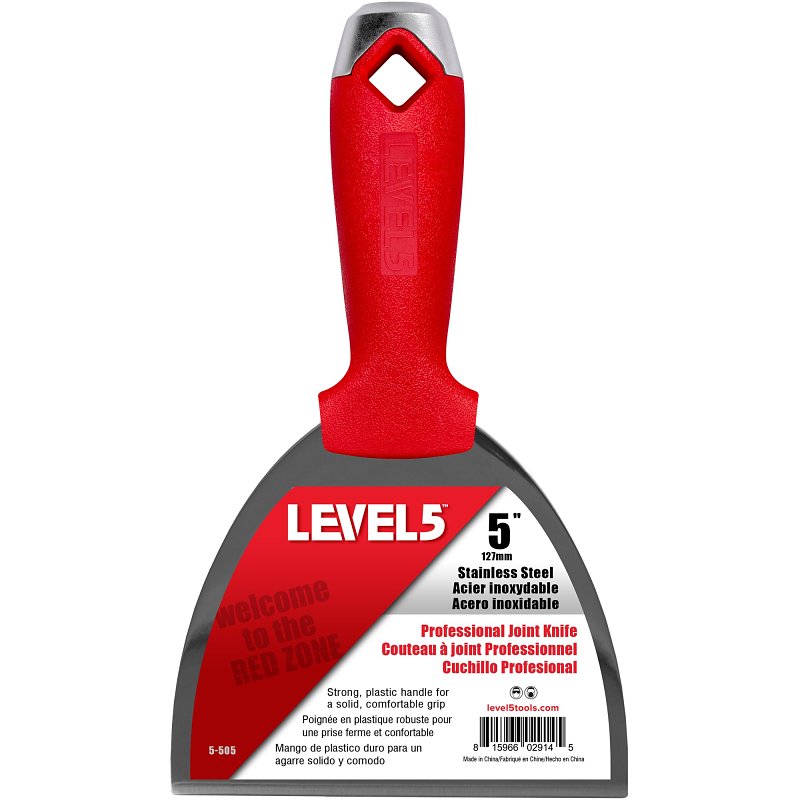 Level5 5-505 Joint Knife, 5 in W Blade, Stainless Steel Blade, Solid Grip Handle, Polypropylene Handle