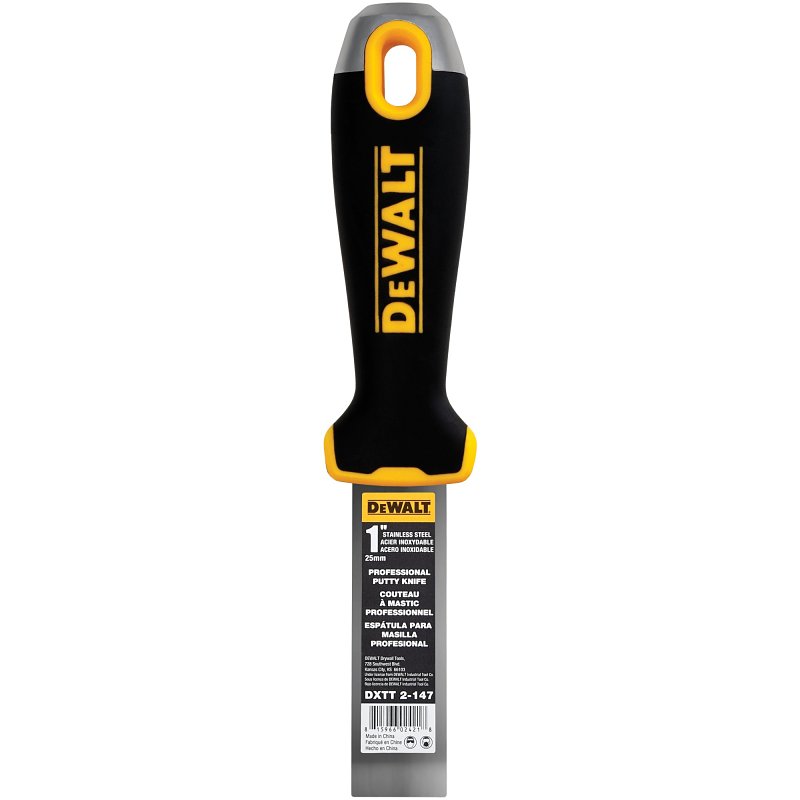 DEWALT DXTT-2-147 Putty Knife, 1 in W Blade, Stainless Steel Blade, Precision Ground Blade, Ergonomic, Soft Grip Handle