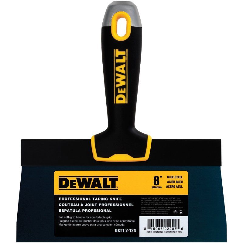 DEWALT DXTT-2-124 Taping Knife, 8 in W Blade, Steel Blade, Precision Ground Blade, Ergonomic, Soft Grip Handle