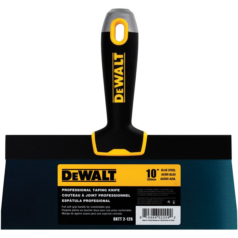 DEWALT DXTT-2-126 Taping Knife, 10 in W Blade, Steel Blade, Precision Ground Blade, Ergonomic, Soft Grip Handle