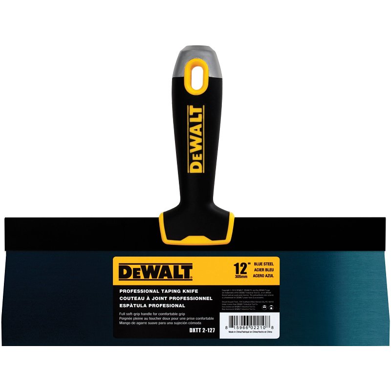 DEWALT DXTT-2-127 Taping Knife, 12 in W Blade, Steel Blade, Precision Ground Blade, Ergonomic, Soft Grip Handle