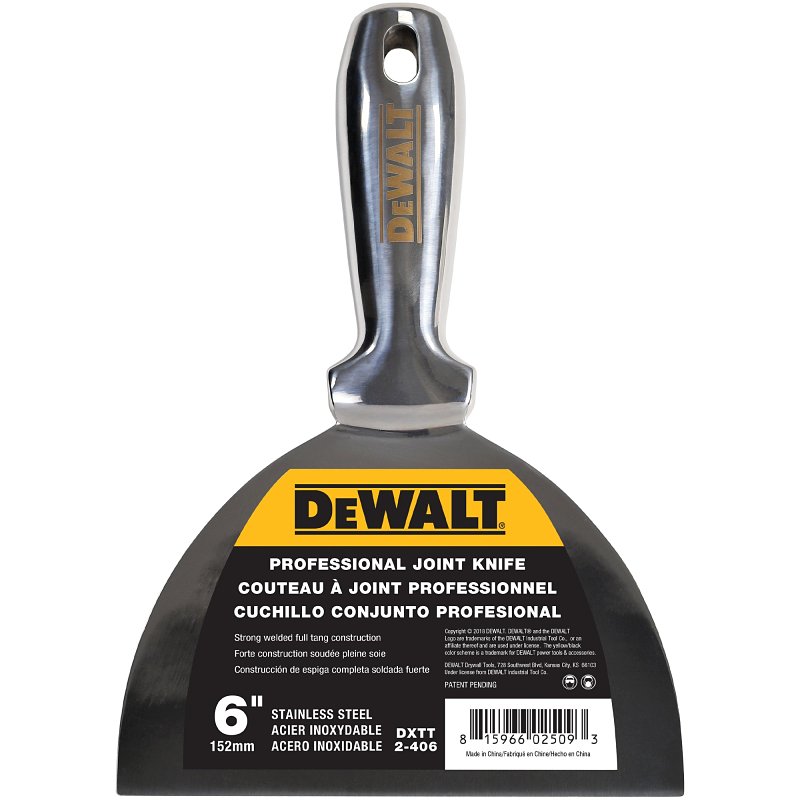 DEWALT DXTT-2-406 Joint Knife, 6 in W Blade, Stainless Steel Blade, Full-Tang, Precision Ground Blade