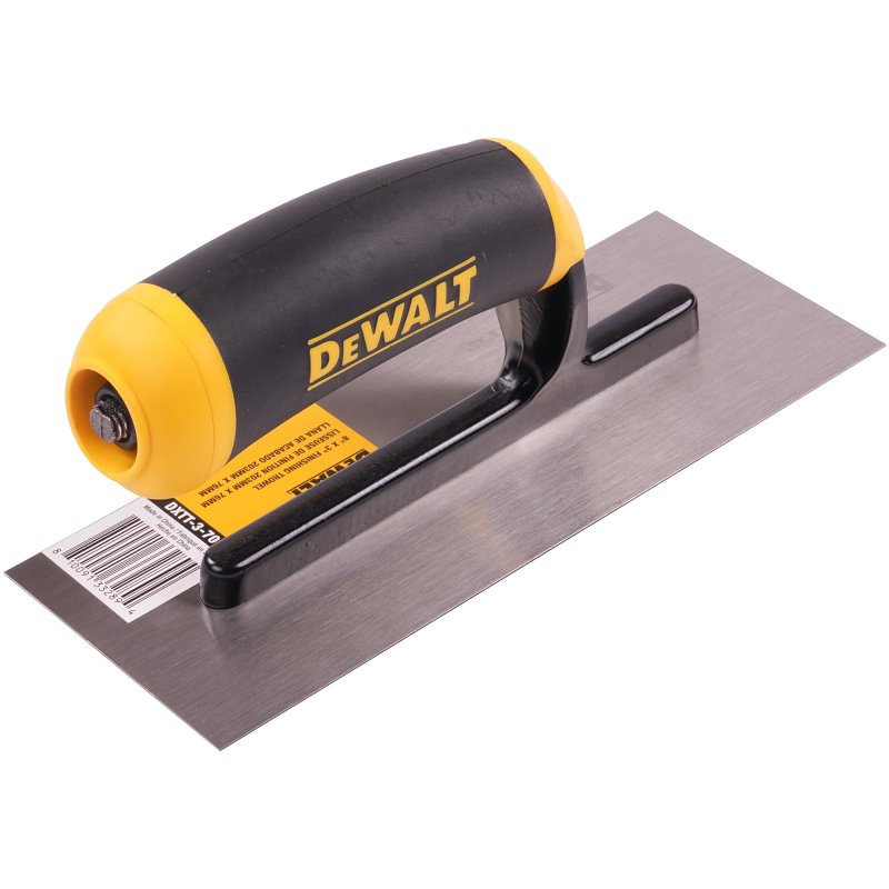 DEWALT DXTT-3-701 Finishing Trowel, 8 in L Blade, 3 in W Blade, Carbon Steel Blade, Square End, Soft Grip Handle