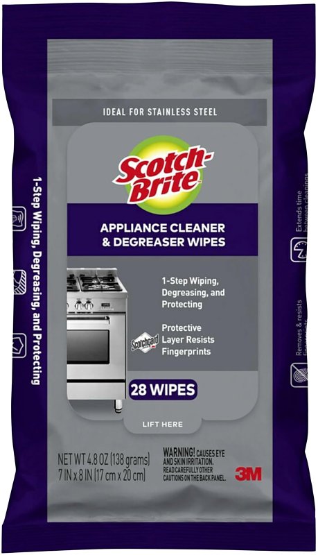 Scotch-Brite 954-MAW-28 Appliance Cleaner and Degreaser Wipes, Solid, Slight Citrus, Purple