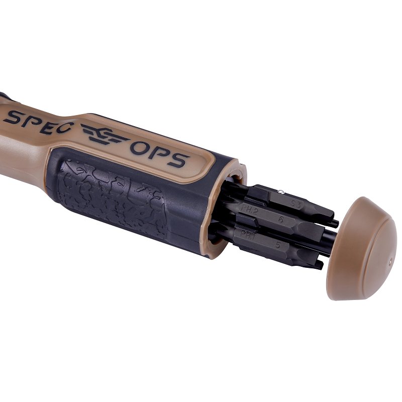 Spec Ops SPEC-SRM-1 12-in-1 Ratcheting Screwdriver, Polypropylene/TPR Handle, Magnetic