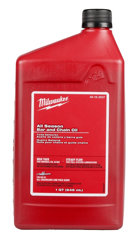Milwaukee 49-16-2837 All-Season Bar and Chain Oil, Amber, >93 deg C Flash, 1 qt Bottle