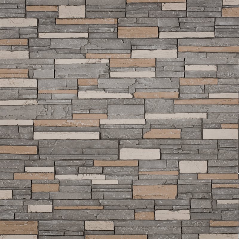 DuraKwik Stone 310SNP Siding Panel, 13 in L, 48 in W, 2 in Thick, Interlocking Edge, Stacked Stone Profile