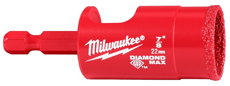 Milwaukee Diamond Max 49-56-0516 Hole Saw Bit, 1/4 in Shank, 7/8 in Dia Bit, 1-1/2 in L Bit, Hex Shank