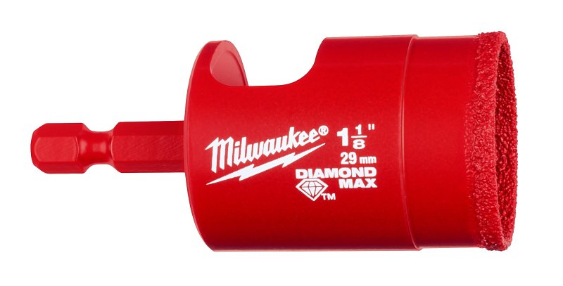 Milwaukee Diamond Max 49-56-0518 Hole Saw Bit, 1/4 in Shank, 1-1/8 in Dia Bit, 1-1/2 in L Bit, Hex Shank