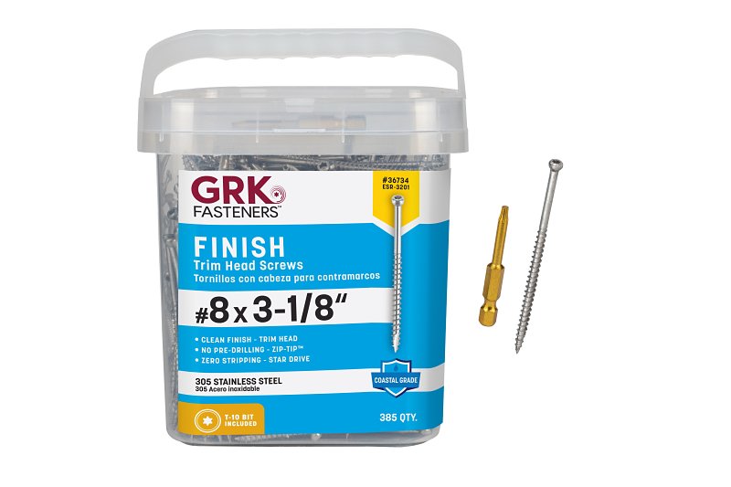 GRK Fasteners PHEINOX Series 36734 Screw, #8 Thread, 3-1/8 in L, Round Head, Star Drive, Stainless Steel, 385 PAIL