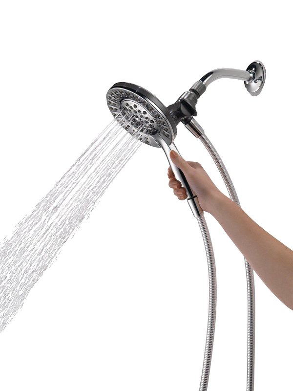 Peerless 76955C 2-in-1 Combo Shower Head, 1.75 gpm, 4-Spray Function, Chrome, 60 in L Hose, 5-15/16 in Dia