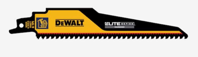 DEWALT ELITE SERIES DWAR656CT-1 Reciprocating Saw Blade, 1 in W, 6 in L, 6 TPI, Carbide Cutting Edge
