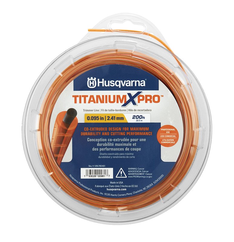 Husqvarna Titanium XPRO 596780401 Trimmer Line, 0.095 in Dia, 200 ft L, Polymer