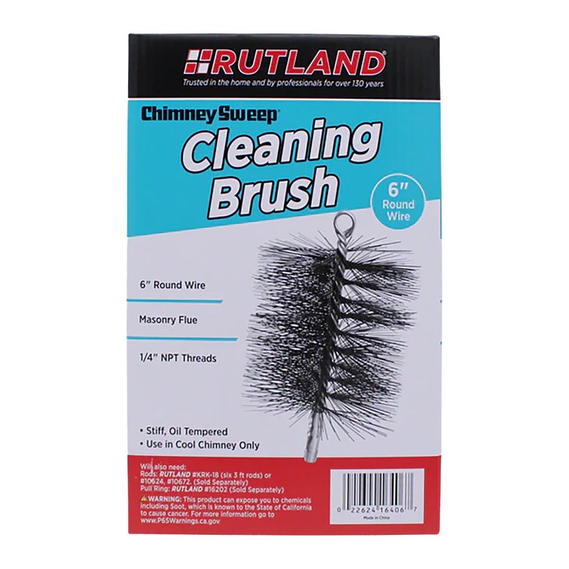 Rutland 16406 Chimney Brush, 10 in L, 6 in Dia Brush, Metal Trim