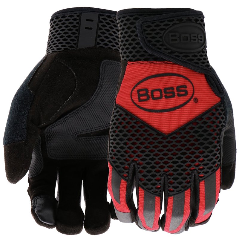 Boss Protect Ax Suede B52061-XL Work Gloves, Men's, XL, Reinforced, Saddle Thumb, Hook and Loop Wrist, Slip-On Cuff
