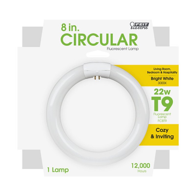 Feit Electric FC8T9/WW Fluorescent Circular Bulb, 22 W, T9 Lamp, 4-Pin G10Q Lamp Base, 1150 Lumens