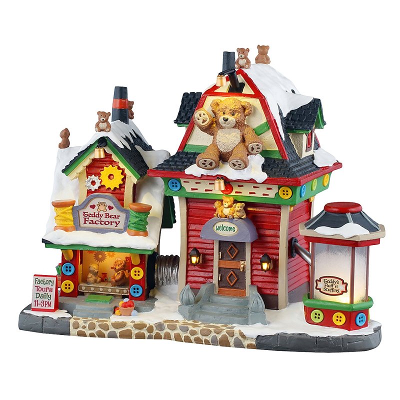 Lemax 55312 Christmas Decor, 7.72 in H, Teddy Bear Factory, Resin, LED