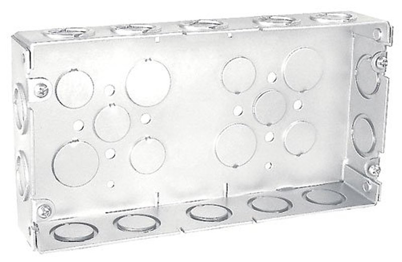 Southwire GB-1583-UPC Multi-Gang Box, 3-Gang, 24-Knockout, 1/2, 3/4 in Knockout, Steel, Silver, Galvanized