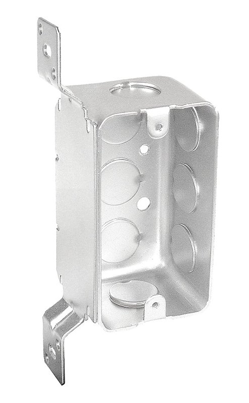 Southwire G19281-F-UPC Handy Box, 1-Gang, 8-Knockout, 1/2 in Knockout, Steel, Silver, Galvanized, Stud Side