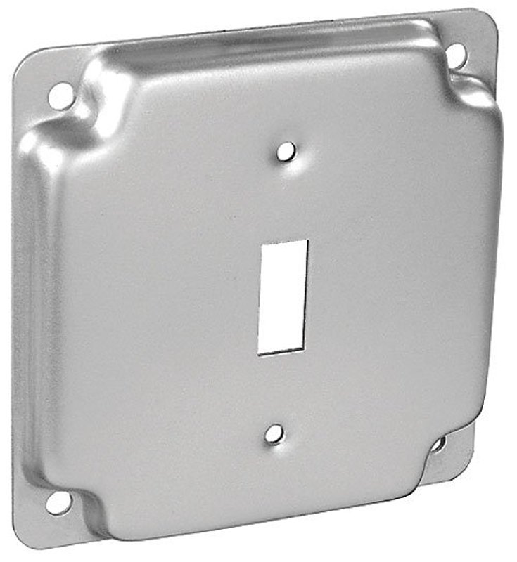 Southwire G1935-UPC Toggle Industrial Surface Cover, 1/2 in L, 4 in W, Square, 1-Gang, Steel, Silver, Galvanized