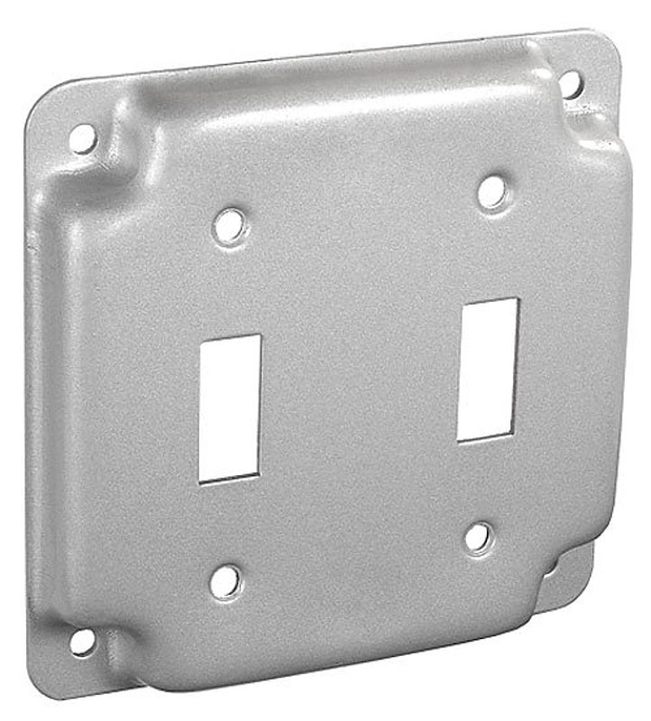 Southwire G1936-UPC Toggle Industrial Surface Cover, 1/2 in L, 4 in W, Square, 2-Gang, Steel, Silver, Galvanized
