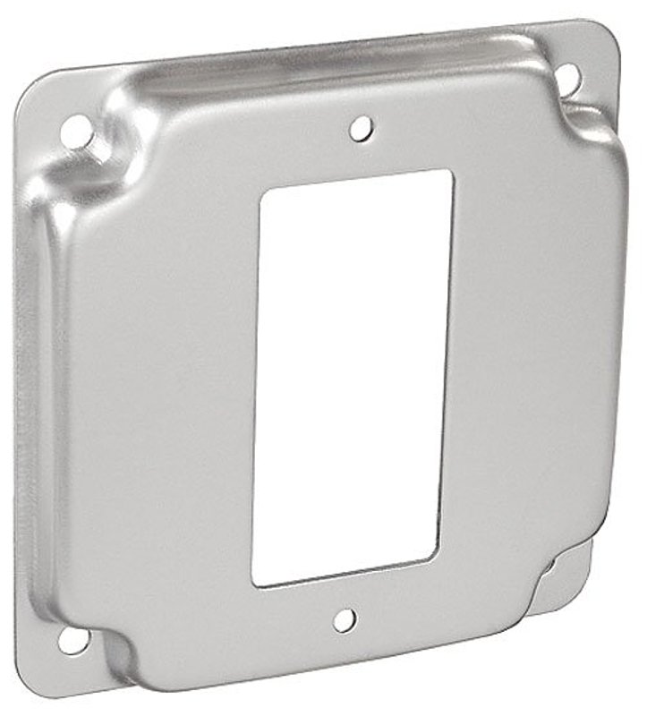 Southwire G1947-UPC Box Cover with GFCI Opening, 1/2 in L, 4 in W, Square, 1-Gang, Steel, Silver, Galvanized
