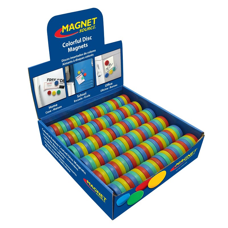 Magnet Source 07791X144DSP Magnet, 0.5 lb Pull Force, Rubber, Assorted, 1 in Dia