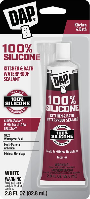 DAP 7079800950 Bath and Plumbing Sealant, White, 24 hr Curing, -35 to 140 deg F, 2.8 fl-oz Tube