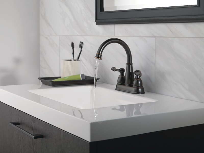 Delta Windemere 25896LF-OB Series Centerset Bathroom Faucet, Oil-Rubbed Bronze, 1-5/8 in Plate Size, 5-11/16 in, 1.2 gpm