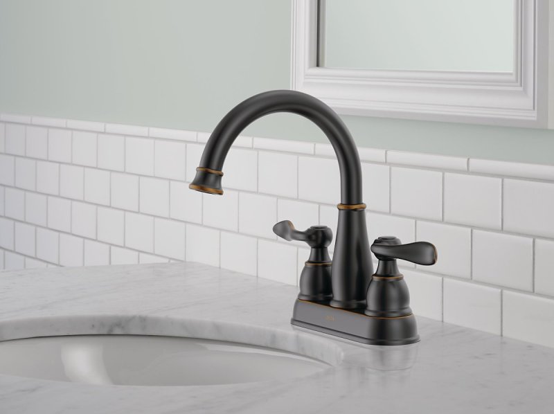 Delta Windemere 25896LF-OB Series Centerset Bathroom Faucet, Oil-Rubbed Bronze, 1-5/8 in Plate Size, 5-11/16 in, 1.2 gpm