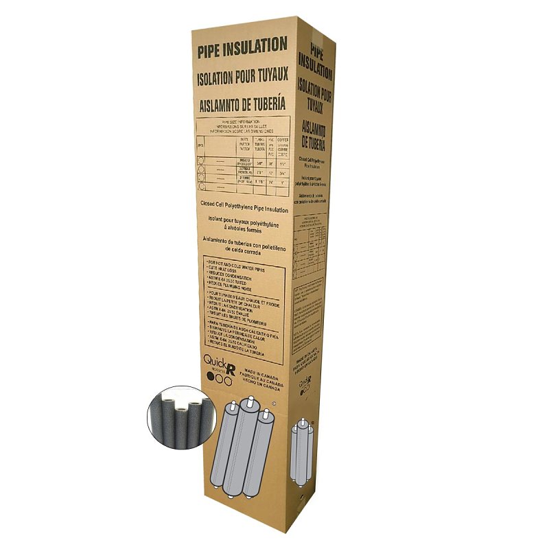 Quick R 31580U Pipe Insulation, 1-5/8 in ID x 2-5/8 in OD Dia, 6 ft L, Steel, Charcoal