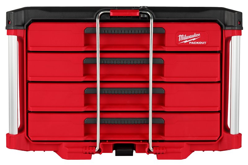 Milwaukee PACKOUT 48-22-8444 Toolbox, 50 lb, Polypropylene, 16.3 in L x 22.2 in W x 14.3 in H Outside, 4-Drawer