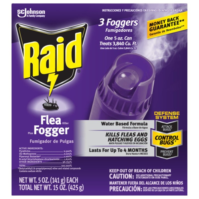 Raid 41654 Flea Killer Plus Fogger, 3840 cu-ft Coverage Area, Clear