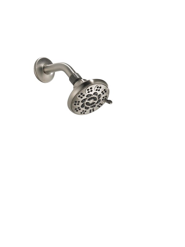 Peerless 76610SN Showerhead, 1.5 gpm, 1/2 in Connection, IPS, 6-Spray Function, ABS, Brushed Nickel, 4 in Dia